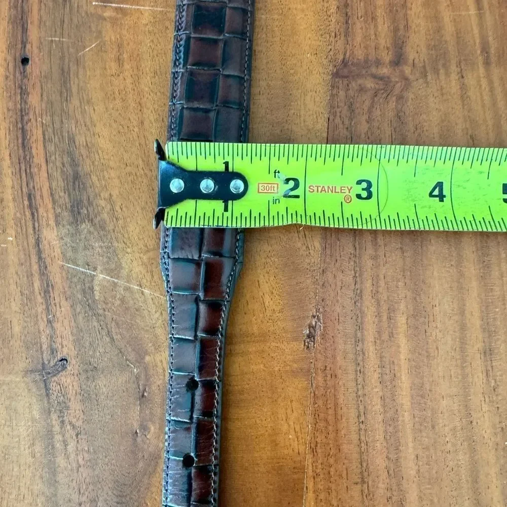 Onyx leather belt by Brighton. Black brown with silver buckles EUC SZ 32